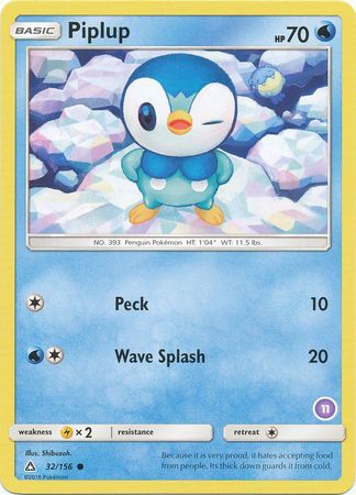 Piplup (32/156) (Deck Exclusive #11) [Sun & Moon: Trainer Kit - Alolan Sandslash] | Cracking-Singles