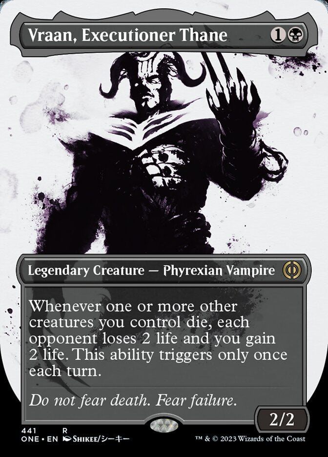 Vraan, Executioner Thane (Borderless Ichor Step-and-Compleat Foil) [Phyrexia: All Will Be One] | Cracking-Singles