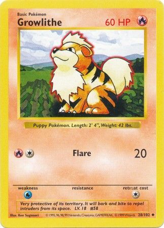 Growlithe (28/102) [Base Set Shadowless Unlimited] | Cracking-Singles