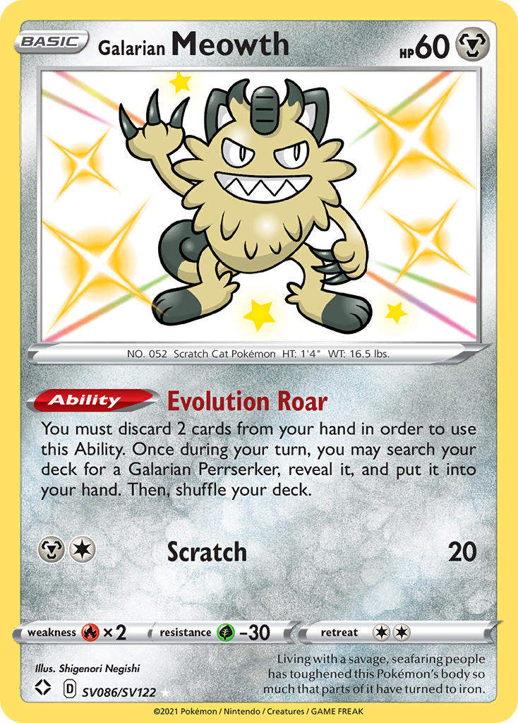 Galarian Meowth (SV086/SV122) [Sword & Shield: Shining Fates] | Cracking-Singles