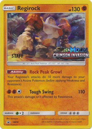 Regirock (SM74) (Staff Prerelease Promo) [Sun & Moon: Black Star Promos] | Cracking-Singles