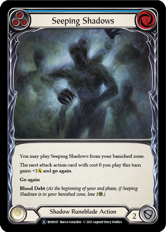 Seeping Shadows (Blue) (Rainbow Foil) [U-MON167-RF] Unlimited Rainbow Foil | Cracking-Singles