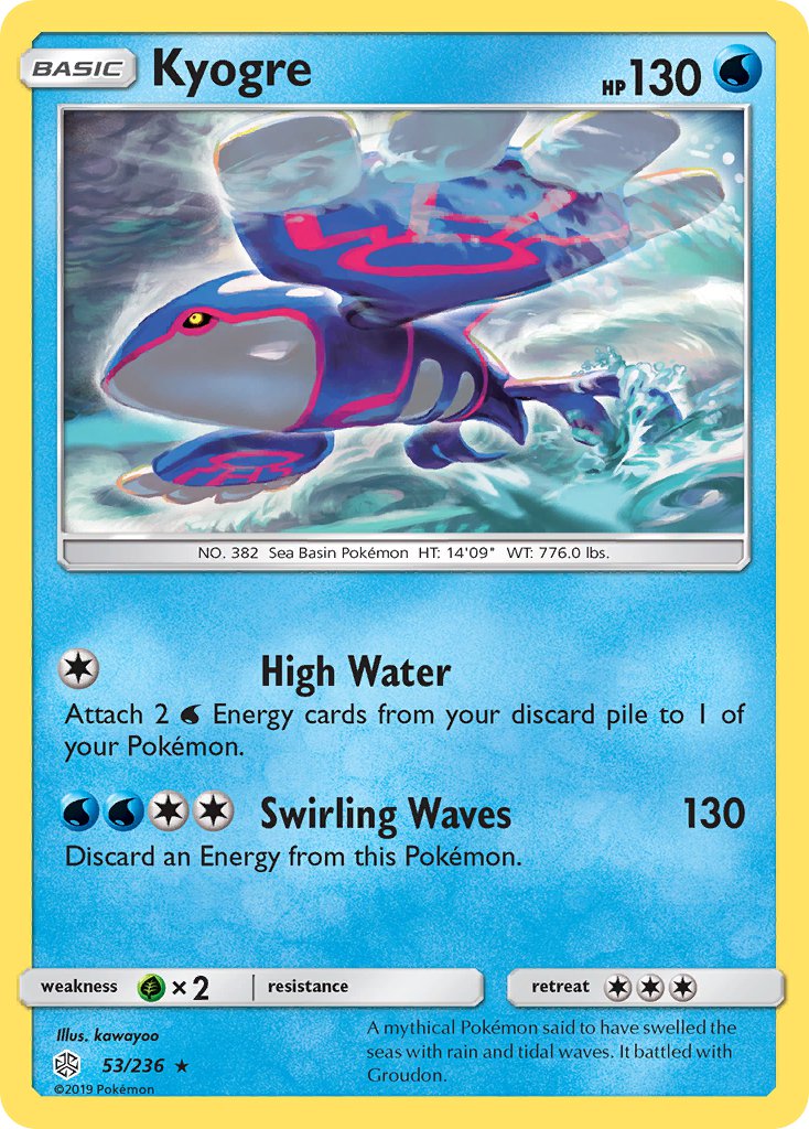 Kyogre (53/236) (Cracked Ice Holo) (Theme Deck Exclusive) [Sun & Moon: Cosmic Eclipse] | Cracking-Singles