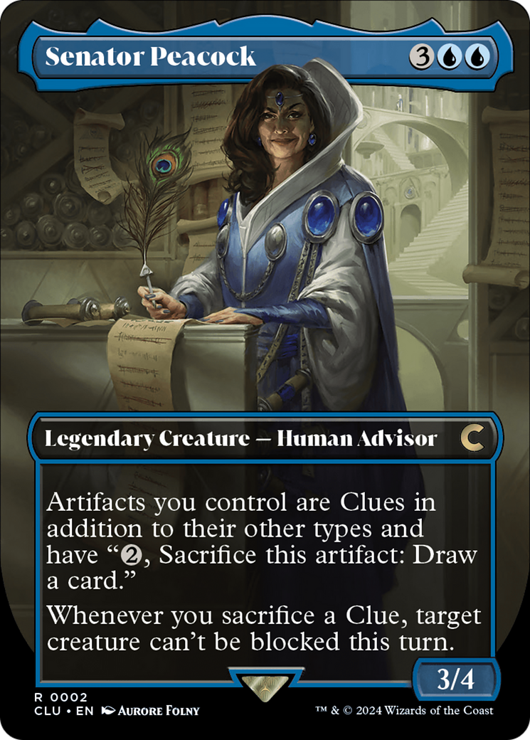 Senator Peacock (Borderless) [Ravnica: Clue Edition] | Cracking-Singles