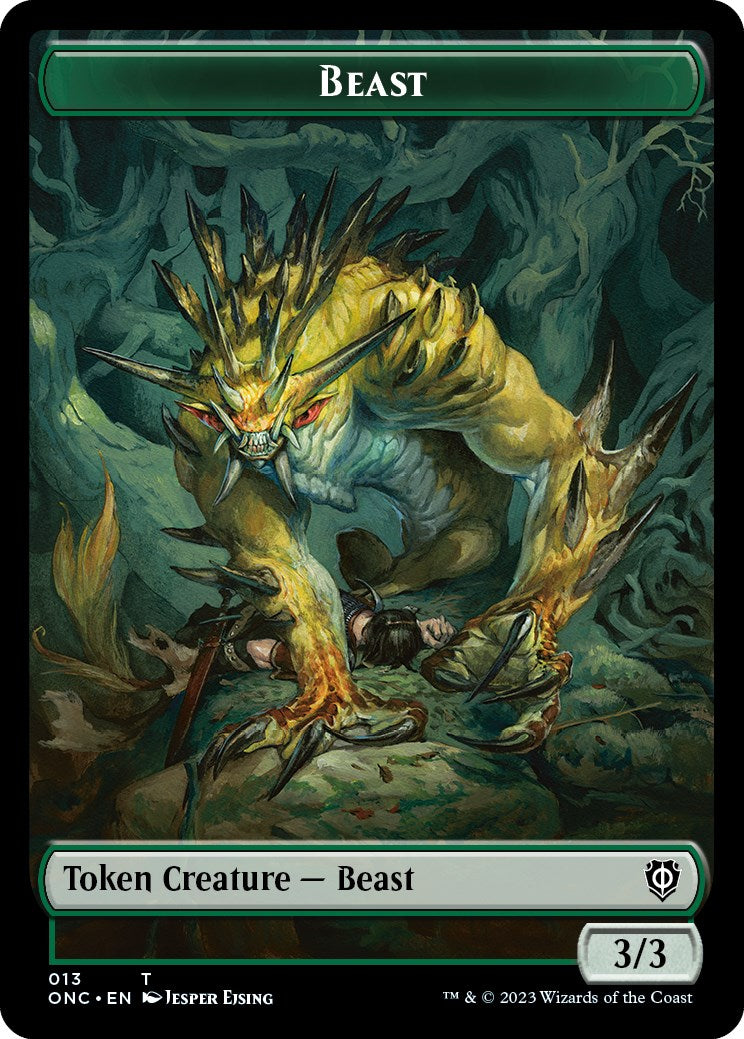 Poison Counter // Beast Double-Sided Token [Phyrexia: All Will Be One Commander Tokens] | Cracking-Singles