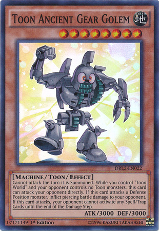 Toon Ancient Gear Golem [DRL2-EN022] Super Rare | Cracking-Singles