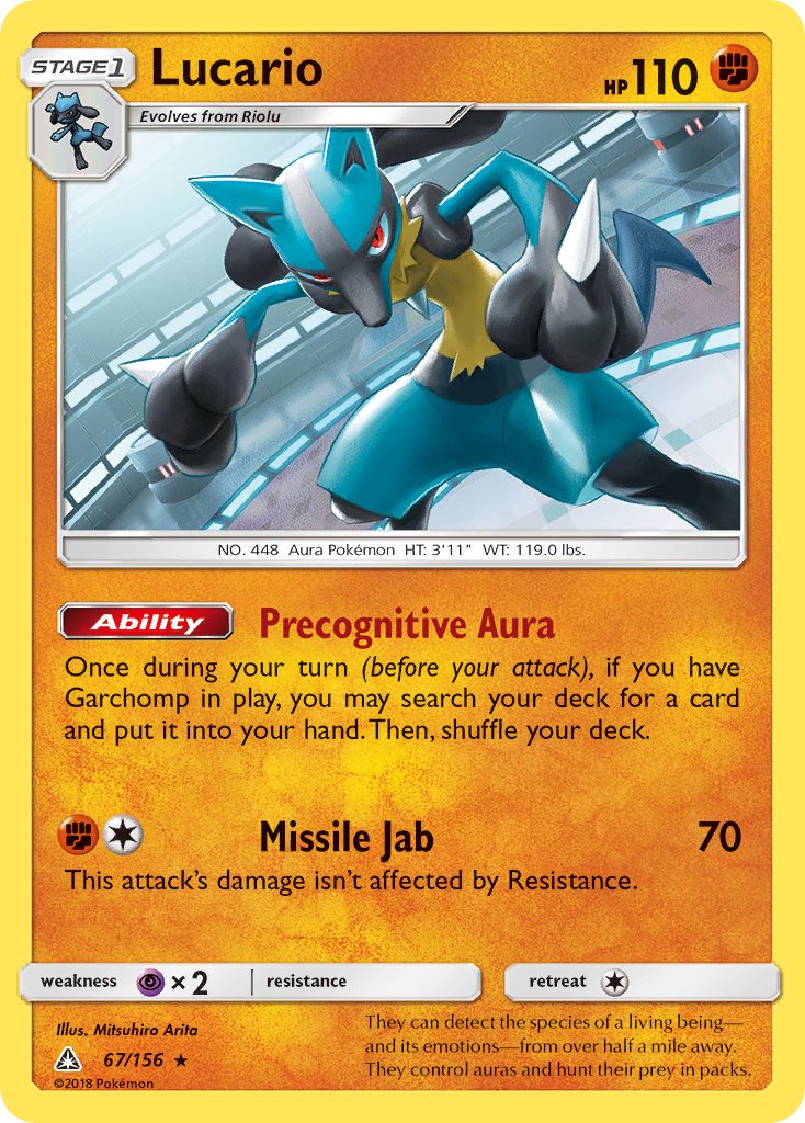 Lucario (67/156) (Theme Deck Exclusive) [Sun & Moon: Ultra Prism] | Cracking-Singles