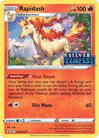 Rapidash (SWSH270) (Prerelease) (Staff) [Sword & Shield: Black Star Promos] | Cracking-Singles