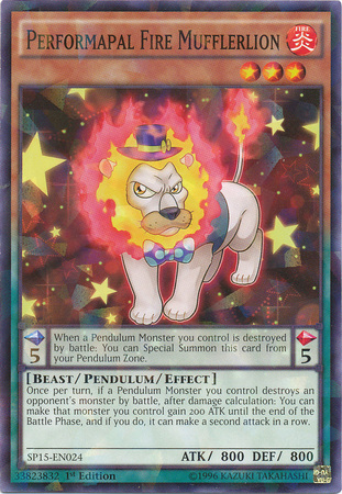 Performapal Fire Mufflerlion [SP15-EN024] Shatterfoil Rare | Cracking-Singles