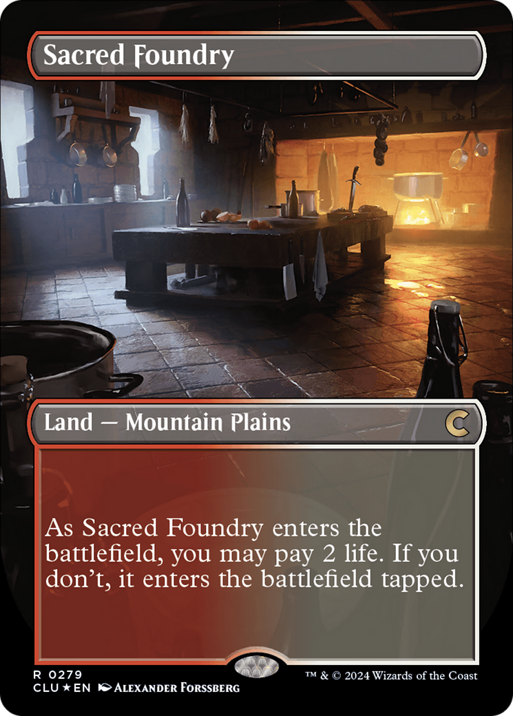 Sacred Foundry (Borderless) [Ravnica: Clue Edition] | Cracking-Singles