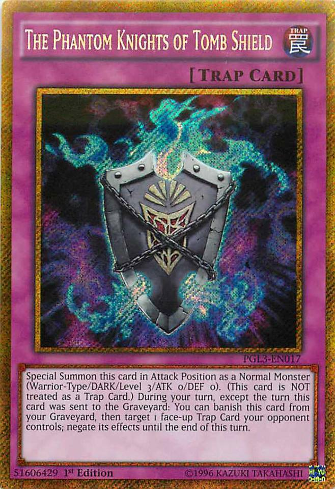 The Phantom Knights of Tomb Shield [PGL3-EN017] Gold Secret Rare | Cracking-Singles