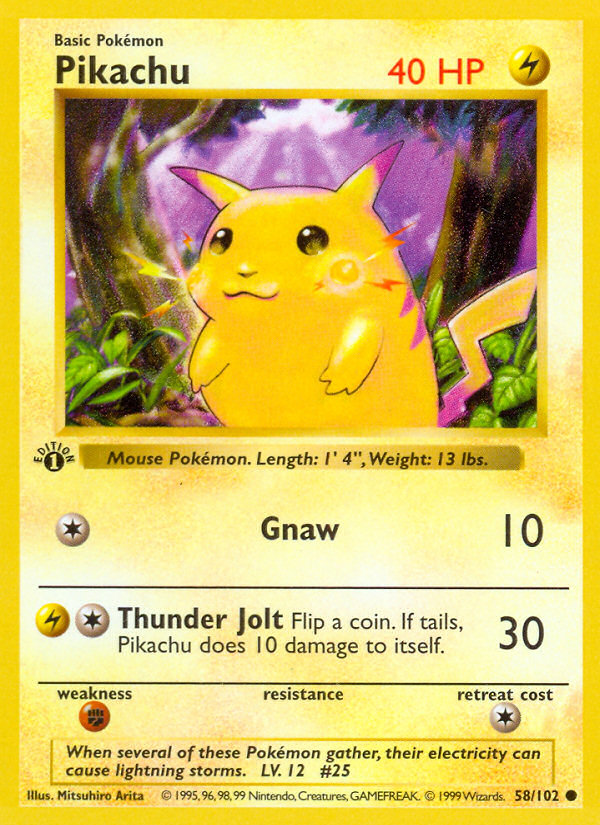 Pikachu (58/102) (Shadowless) [Base Set 1st Edition] | Cracking-Singles