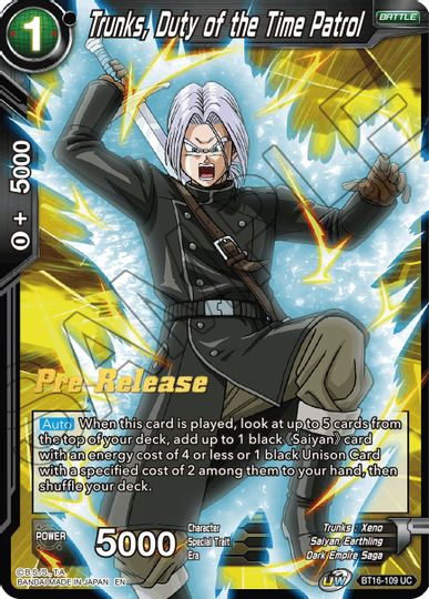 Trunks, Duty of the Time Patrol (BT16-109) [Realm of the Gods Prerelease Promos] | Cracking-Singles