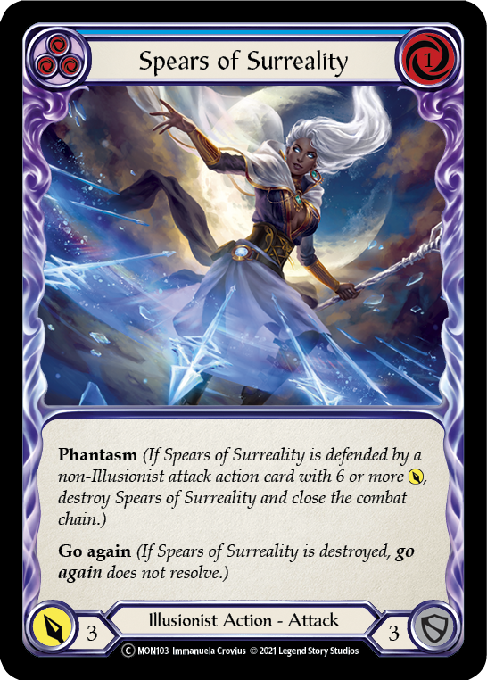 Spears of Surreality (Blue) (Rainbow Foil) [U-MON103-RF] Unlimited Rainbow Foil | Cracking-Singles