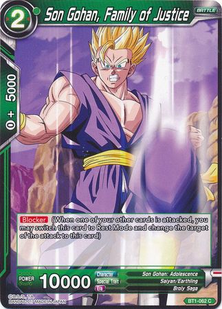 Son Gohan, Family of Justice [BT1-062] | Cracking-Singles