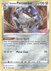 Galarian Perrserker (SWSH008) (Staff Prerelease Promo) [Sword & Shield: Black Star Promos] | Cracking-Singles