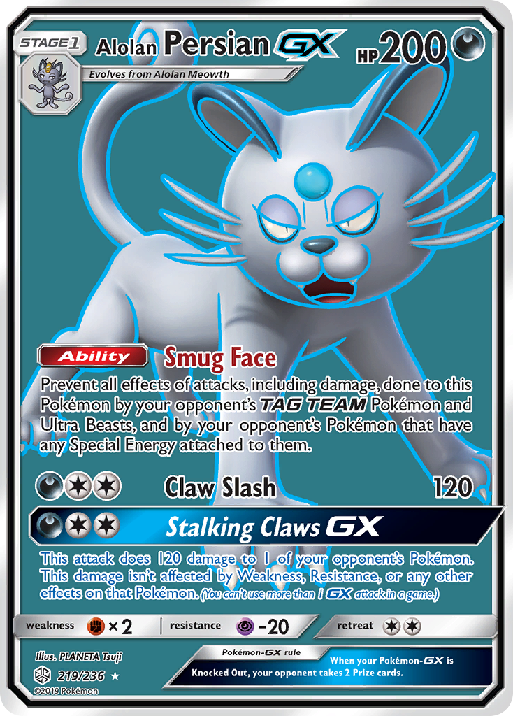 Alolan Persian GX (219/236) [Sun & Moon: Cosmic Eclipse] | Cracking-Singles