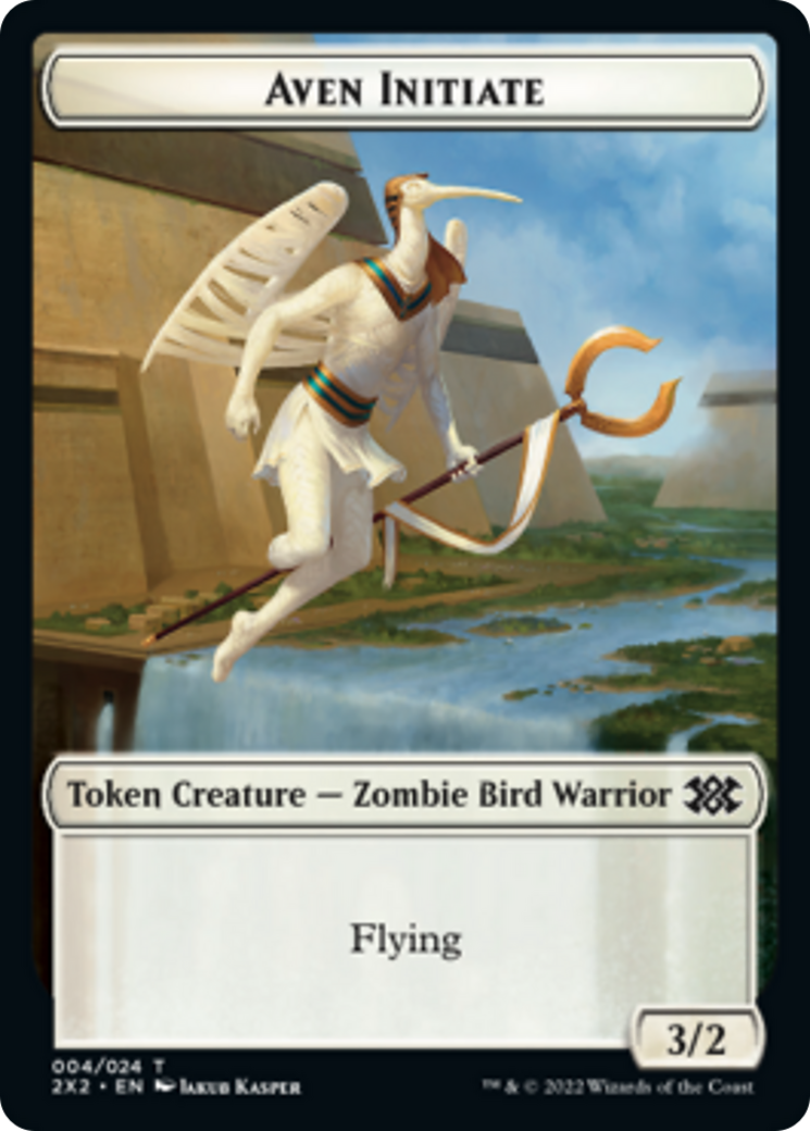 Worm // Aven Initiate Double-sided Token [Double Masters 2022 Tokens] | Cracking-Singles