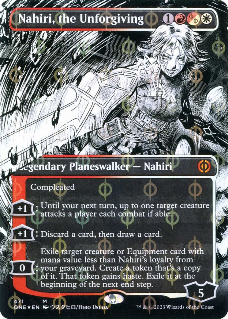 Nahiri, the Unforgiving (Borderless Manga Step-and-Compleat Foil) [Phyrexia: All Will Be One] | Cracking-Singles