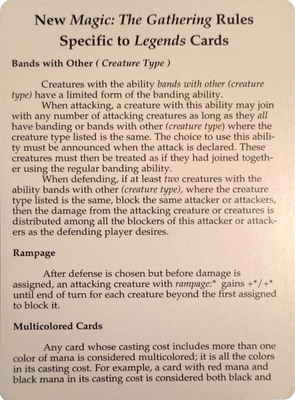 Legends Rules Card [Legends Tokens] | Cracking-Singles