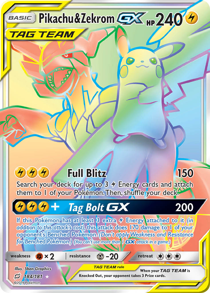 Pikachu & Zekrom GX (184/181) [Sun & Moon: Team Up] | Cracking-Singles