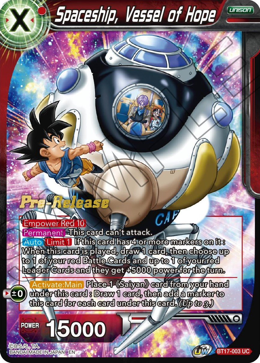 Spaceship, Vessel of Hope (BT17-003) [Ultimate Squad Prerelease Promos] | Cracking-Singles