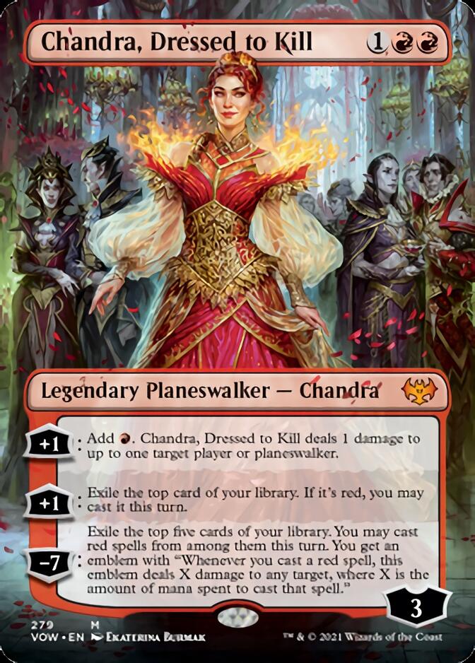 Chandra, Dressed to Kill (Borderless) [Innistrad: Crimson Vow] | Cracking-Singles