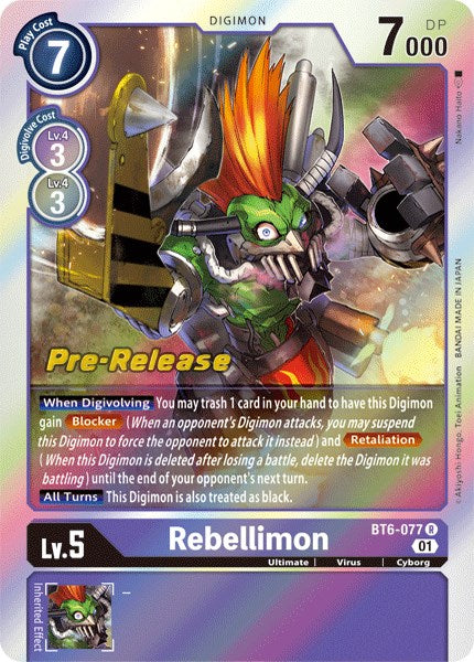 Rebellimon [BT6-077] [Double Diamond Pre-Release Cards] | Cracking-Singles