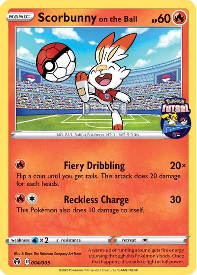 Scorbunny on the Ball (004/005) [Pokemon Futsal Collection] | Cracking-Singles