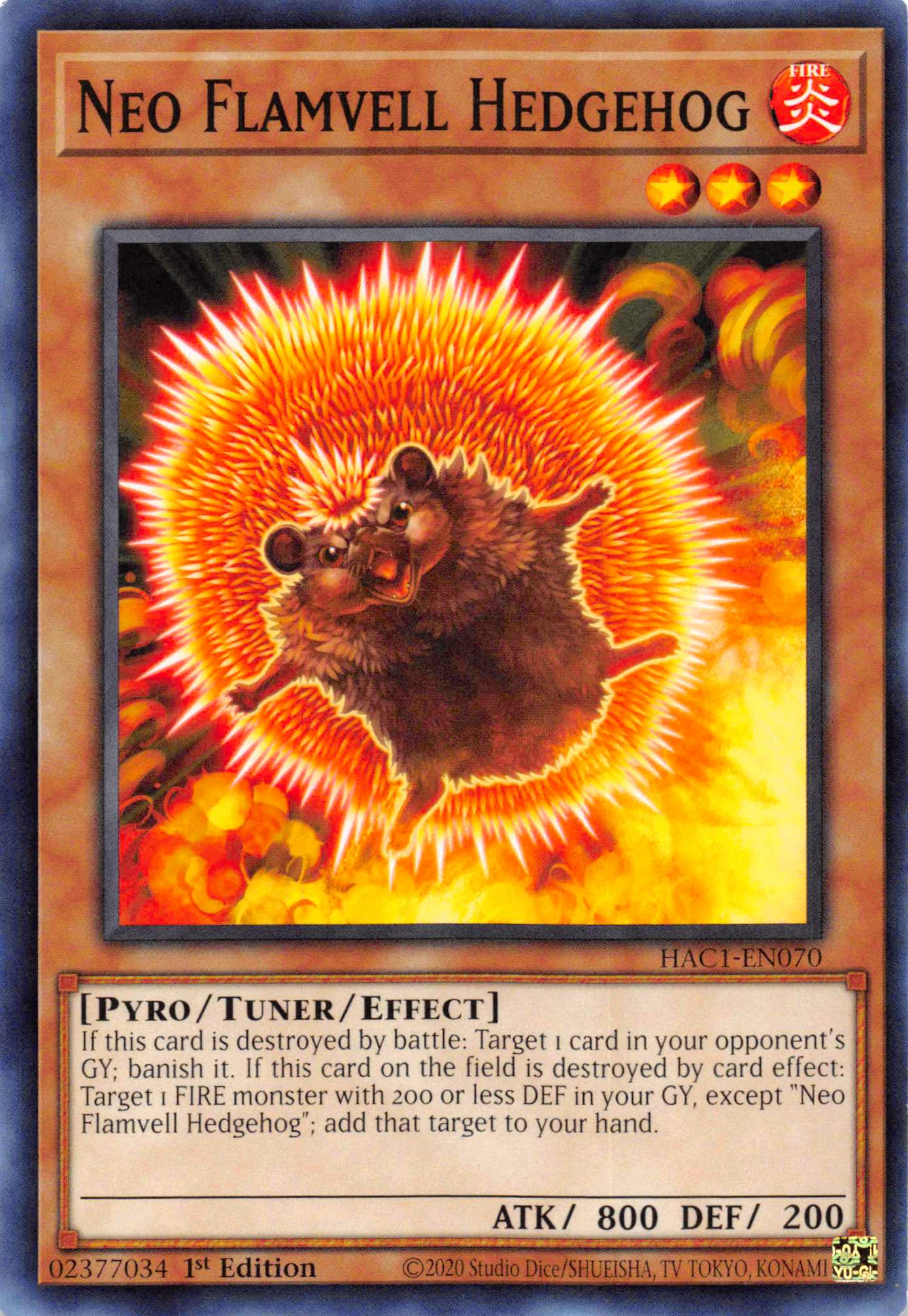 Neo Flamvell Hedgehog [HAC1-EN070] Common | Cracking-Singles