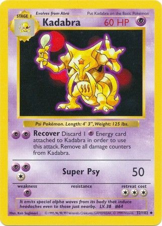 Kadabra (32/102) [Base Set Shadowless Unlimited] | Cracking-Singles