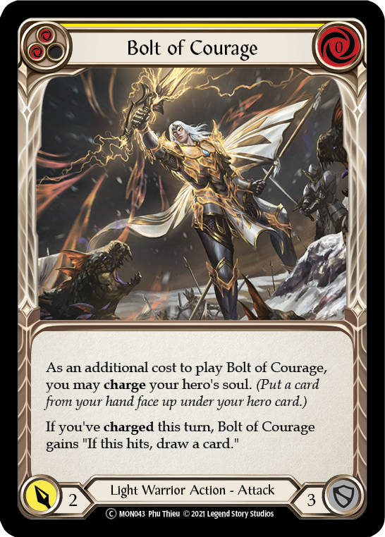 Bolt of Courage (Yellow) (Rainbow Foil) [U-MON043-RF] Unlimited Rainbow Foil | Cracking-Singles