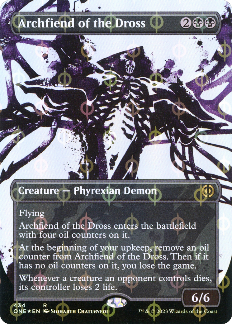 Archfiend of the Dross (Borderless Ichor Step-and-Compleat Foil) [Phyrexia: All Will Be One] | Cracking-Singles