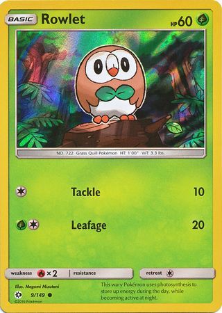 Rowlet (9/149) (Water Web Holo) [Sun & Moon: Base Set] | Cracking-Singles