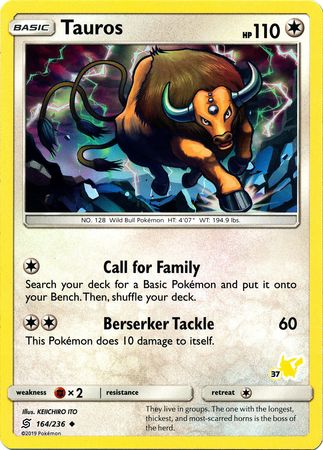 Tauros (164/236) (Pikachu Stamp #37) [Battle Academy 2020] | Cracking-Singles