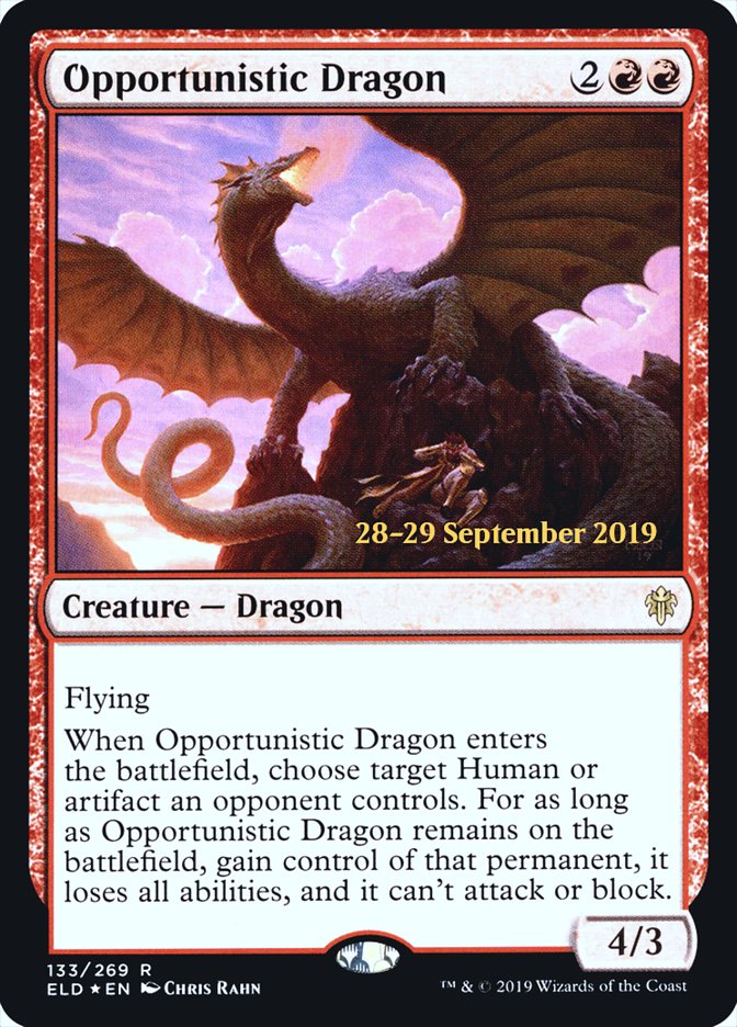 Opportunistic Dragon  [Throne of Eldraine Prerelease Promos] | Cracking-Singles