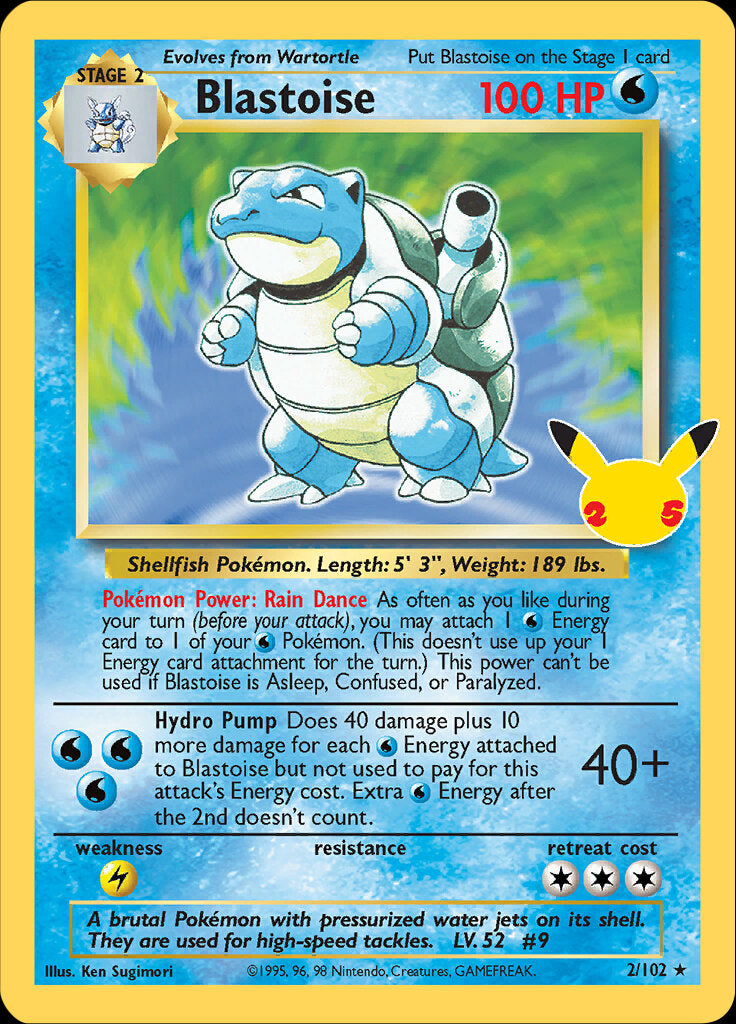 Blastoise (2/102) [Celebrations: 25th Anniversary - Classic Collection] | Cracking-Singles