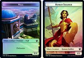 Wall // Human Soldier Double Sided Foil [Theros Beyond Death] Tokens] | Cracking-Singles